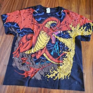 Vtg Liquid Blue Dragon Knight shirt